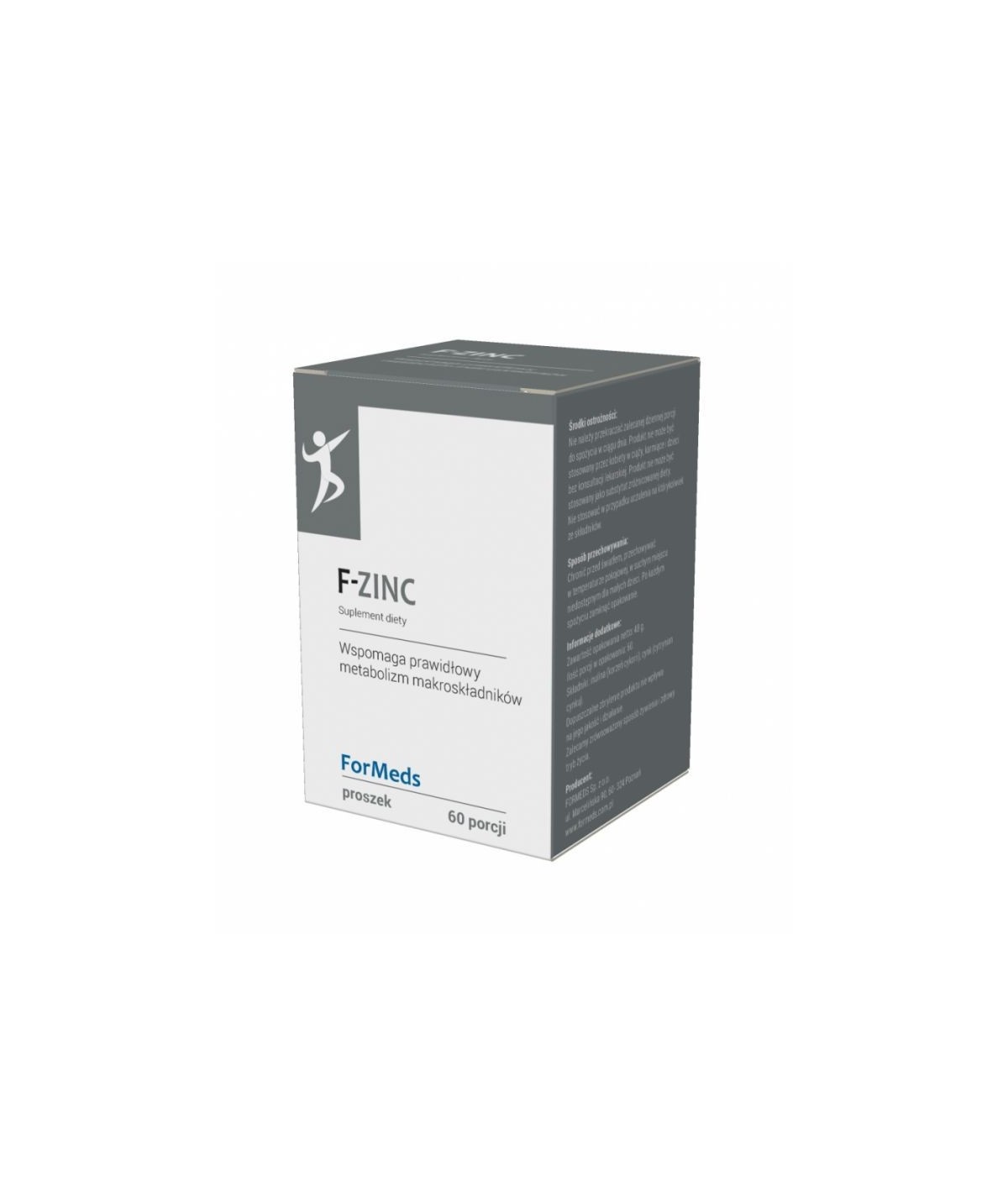F - ZINC (CYNK) wspomaga prawidłowy metabolizm makroskładników - 60 porcji (48 g)
