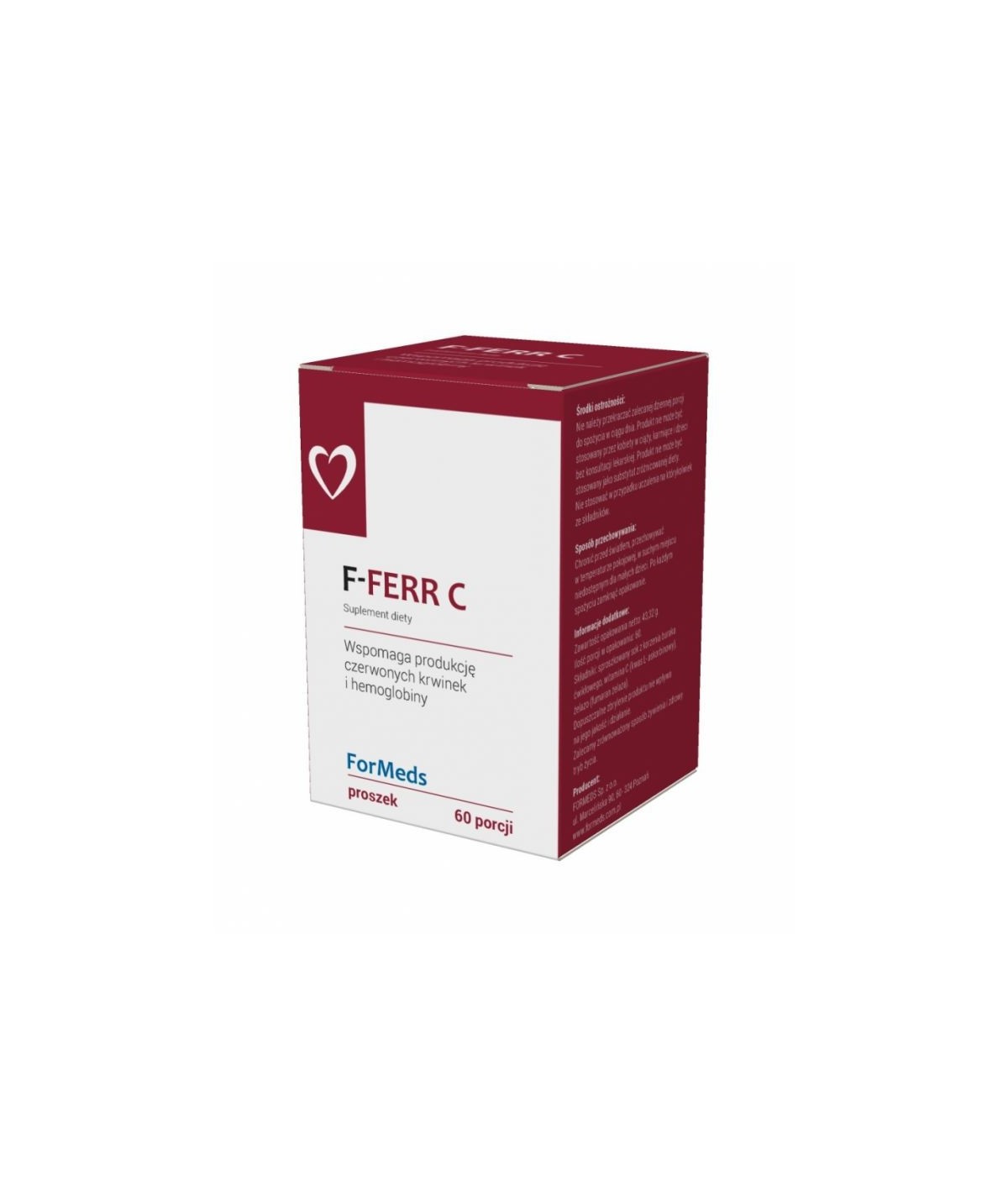 F - FERR C wspomaga produkcję czerwonych krwinek i hemoglobiny - 60 porcji (43g)