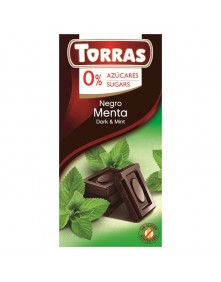 Gorzka czekolada z miętą bez cukru, 75g | Torras